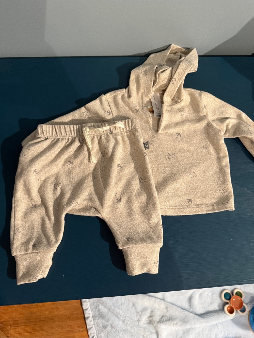 Cream Terry Jogger Pants for Kids - Soft Pullover Hoodie Set